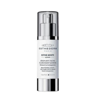 esthederm-anti-dark-spots-serum-bottle, esthederm-esthe-white-serum-30ml Institut Esthederm Esthe White Anti Dark Spots Serum - 30 ml Institut Esthederm Anti Dark Spots Serum - 30 ml esthederm, skincare, anti-dark-spots, serum, esthe-white, brightness, uneven-skin-tone, radiant-skin, women, ai-generated