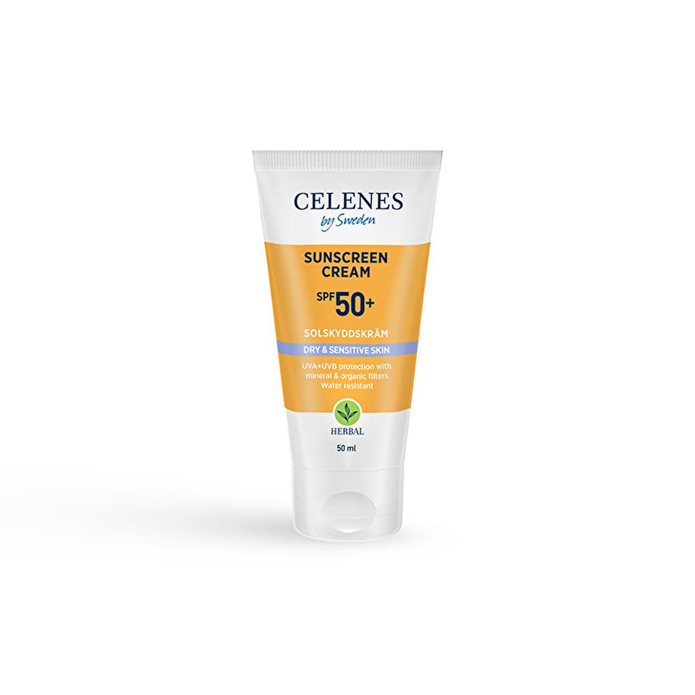 Celenes Herbal SPF 50+ Sunscreen: Hydrating UVA/UVB Protection for Dry, Sensitive Skin - Mineral & Organic Filters Celenes SPF 50+ Sunscreen: Dry & Sensitive Skin UVA/UVB Protection sunscreen for dry skin, sunscreen for sensitive skin, SPF 50+ sunscreen, mineral sunscreen, organic sunscreen, hydrating sunscreen, uva uvb protection, face sunscreen, celenes sunscreen, sun protection for sensitive skin, sunscreen, dry skin, sensitive skin, SPF 50+, mineral filter, organic filter, avocado oil, Nordic extracts, 