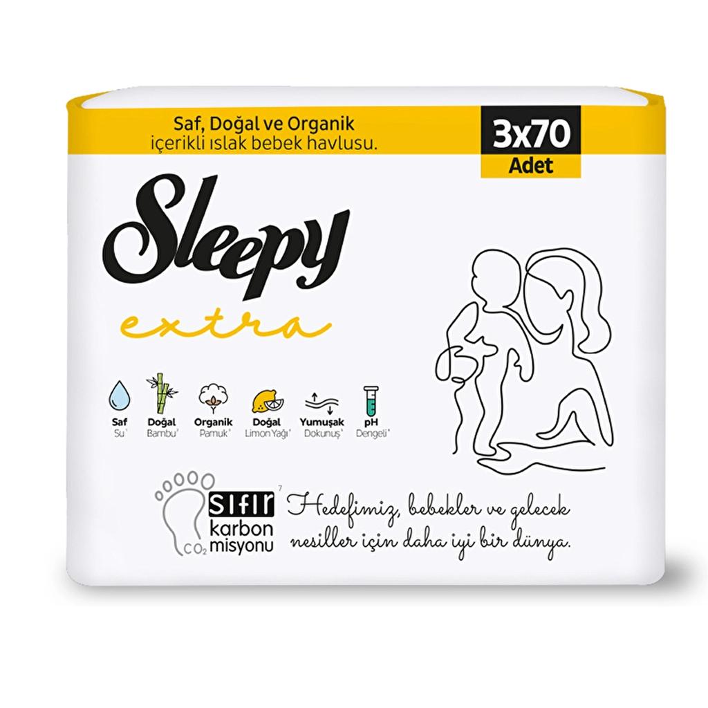 Sleepy Extra Baby Wet Wipes for Sensitive Skin 3 x 70 Pack