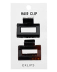 Eklips 2-Piece Small Rectangular Hair Claw Clips - Black & Brown