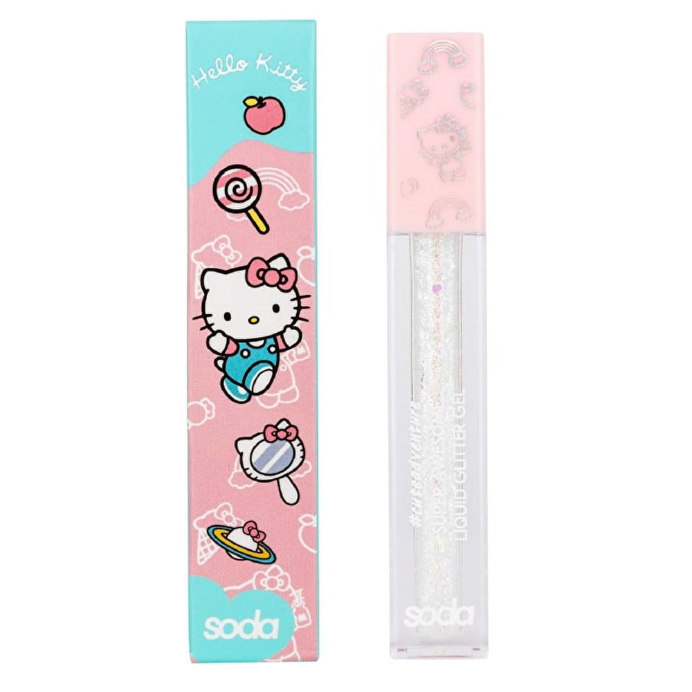 Soda Hello Kitty Glitter Gel for Cosmetic Use - Long Lasting, Shimmering Effect, Social Media Makeup - Skin Care
