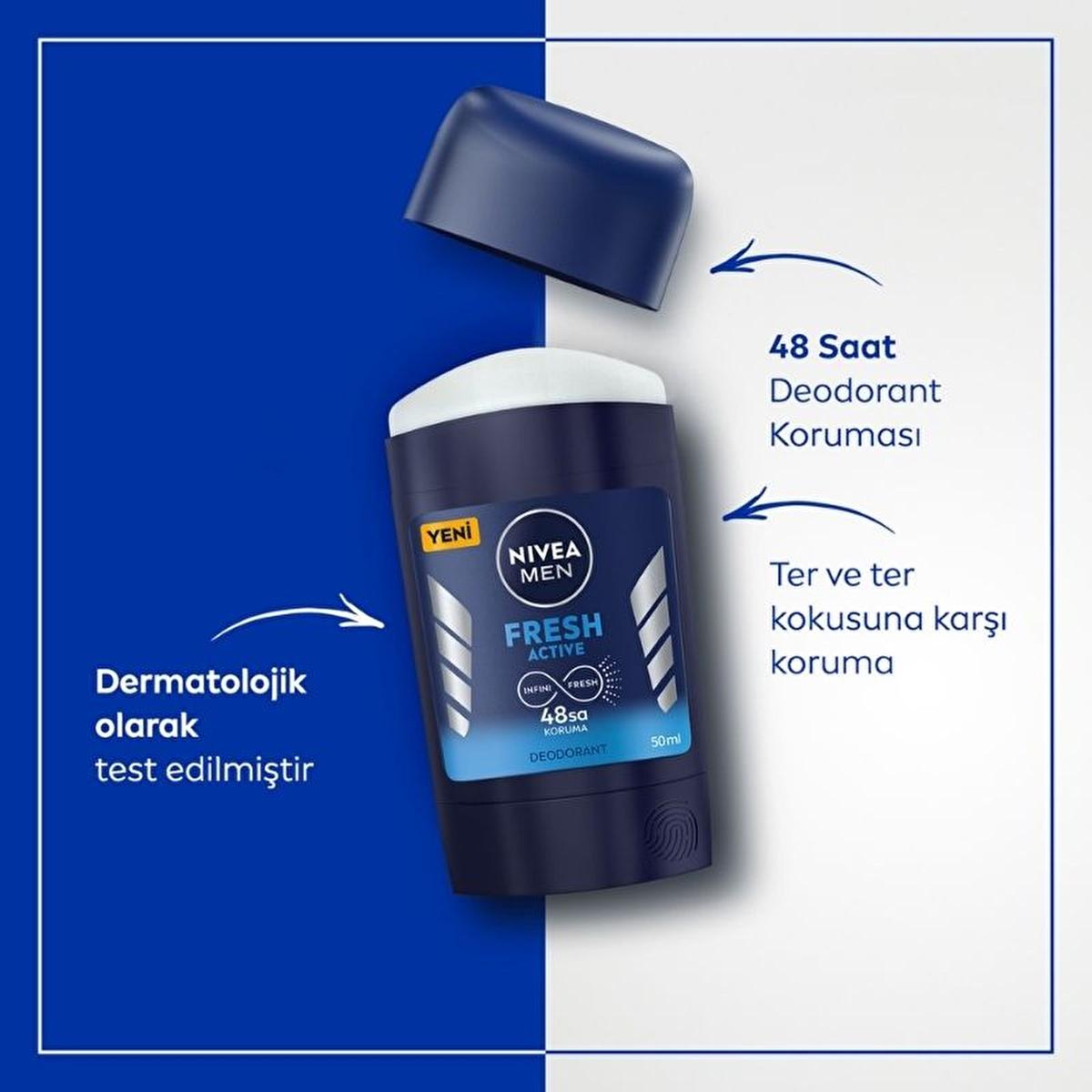 Nivea Men Fresh Active Deodorant for Men - 48 Hour Protection, Long-Lasting Freshness, Dermatologically Tested - Nivea Men Deodorant Nivea Men Fresh Active Deodorant - 48 Hour Protection Nivea Men Deodorant, Fresh Active Deodorant, Long-lasting Deodorant for Men, 48 Hour Deodorant Protection, Dermatologically Tested Deodorant, Men's Grooming, Personal Care, Deodorant Spray, Men's Hygiene, Nivea Men, Deodorant for Sensitive Skin, Masculine Fragrance, Ocean Extracts, Freshness, Protection, Confidence