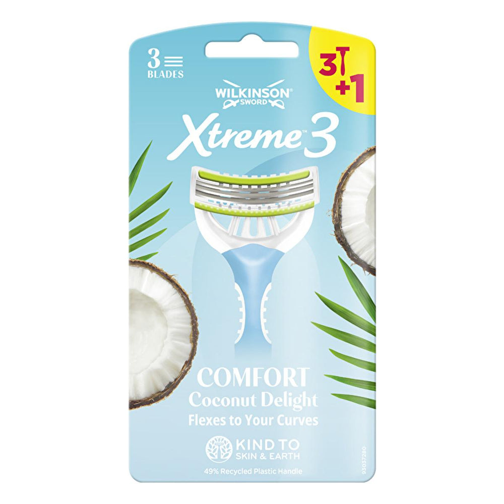 Wilkinson Sword Xtreme3 Comfort Coconut Delight 3-Blade Razor for Smooth Shaving - Hygiene Products