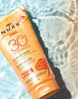 Nuxe Sun SPF30 Sunscreen Lotion: Hydrating, Water-Resistant, Broad Spectrum Protection with Argan & Vitamin E - 150ml Nuxe Sun SPF30: Hydrating Sunscreen - Protect & Nourish SPF30 Sunscreen, Organic Sunscreen, Water Resistant Sunscreen, Nuxe Sunscreen, Sun Protection Lotion, Broad Spectrum Sunscreen, Non-Greasy Sunscreen, Sunscreen with Vitamin E, Hydrating Sunscreen, Sunscreen for Face and Body, Sunscreen, Lotion, Sun Protection, UVA Protection, UVB Protection, Argan Oil, Vitamin E, Tiare Flower, Vanilla, 