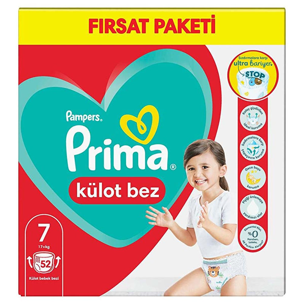 Prima Pampers Disposable Diapers Külot Bez 7 Beden 52 Count - Leak Proof, Easy Change, Comfort Fit - view 4