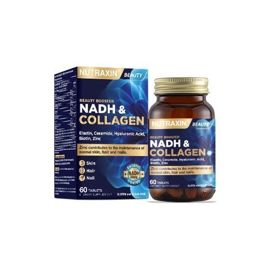 Nutraxin NADH Collagen Supplement for Anti-Aging &amp; Energy Support - 60 Tablets Nutraxin NADH Collagen - Anti-Aging &amp; Energy Support dietary supplement, collagen supplement, NADH energy support, anti-aging beauty supplement, hyaluronic acid skin hydration, beauty and wellness, skin health, energy support, anti-aging, youthful skin, health-conscious, wellness routine, Nutraxin
