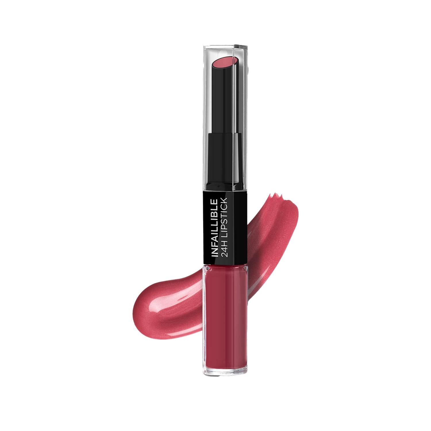Loreal Paris Infaillible 2-Step Long-Lasting Lipstick and Lip Balm Combo - 804 Metro Proof Rose Loreal Paris Infaillible 2-Step Lipstick & Balm - 804 Metro Proof Rose Loreal Paris Infaillible, long-lasting lipstick, lip balm and lipstick combo, 24 hour lip color, Metro Proof Rose lipstick shade, Lipstick and Lip Care Product, makeup, cosmetics, beauty products, lip care, hydration, vibrant color