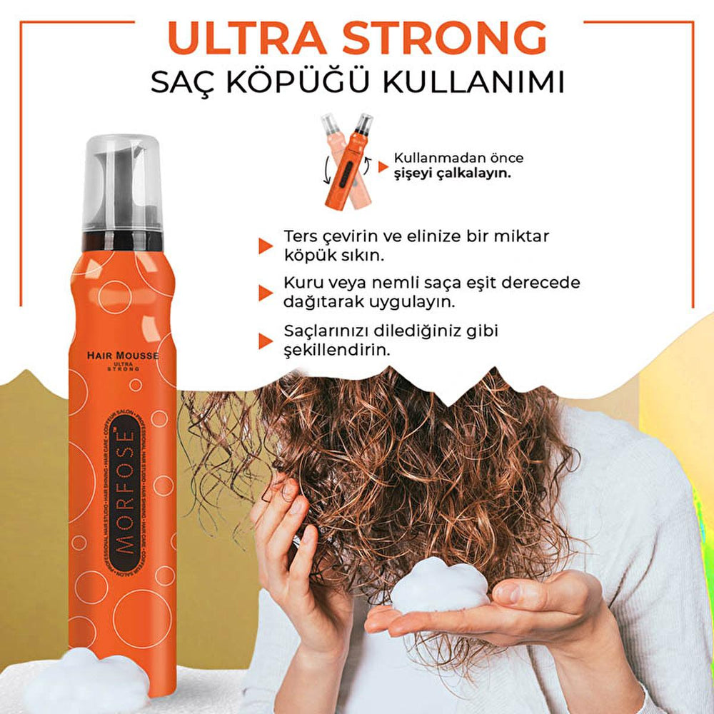 Morfose Ultra Strong Hair Styling Mousse - 6.76 fl oz - Strong Hold, Multivitamin Enriched, Non-Residue Formula - Hair Spray