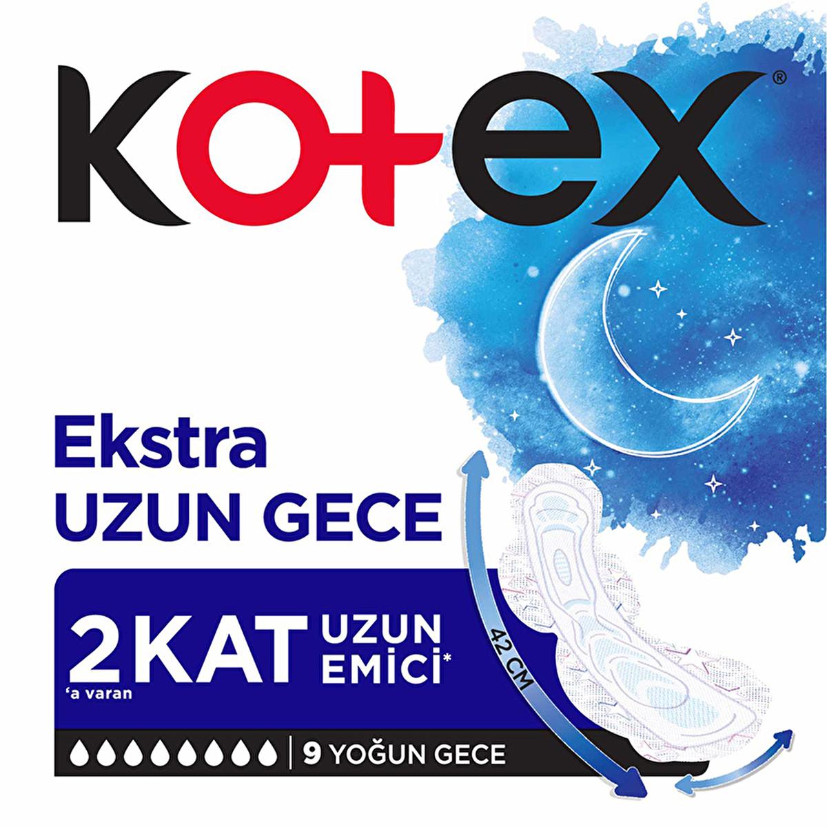Kotex Ultra Gece Hijyenik Ped - Overnight Sanitary Pads for Women, Leakproof & Comfortable Feminine Hygiene Products - image 3