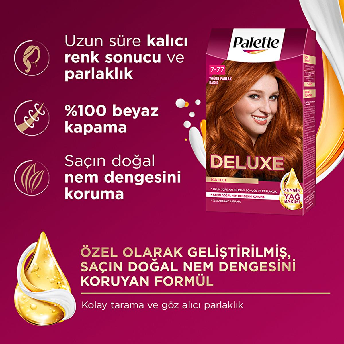 Palette Deluxe Intense Copper Hair Dye 7-77 - Long-Lasting, Nourishing Hair Color Palette Deluxe Intense Copper Hair Dye - Long-Lasting Color hair dye, intense copper hair color, long-lasting hair color, nourishing hair dye, Palette Deluxe hair color, copper hair dye, vibrant hair color, hair care, hair coloring, cosmetic, beauty product, hair treatment