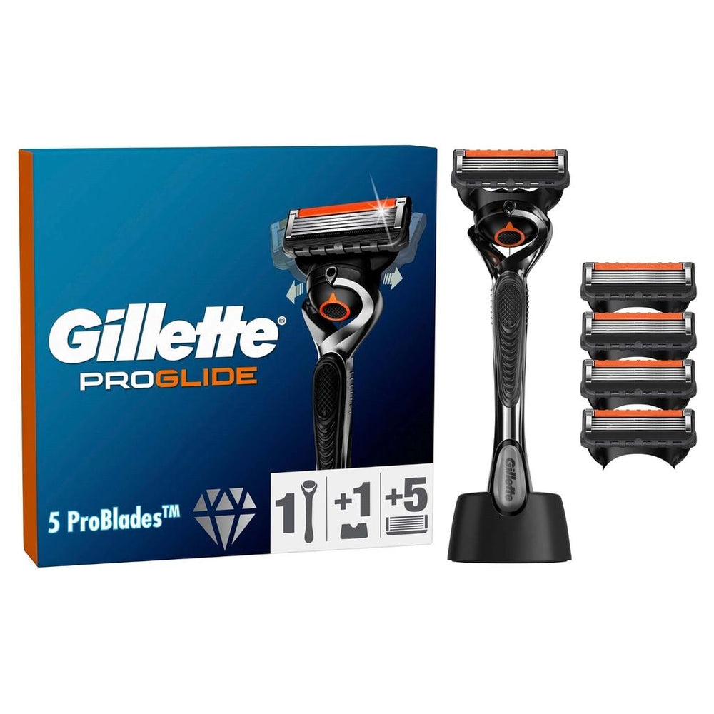 Gillette Fusion Proglide Razor with 4 Refills & Premium Stand
