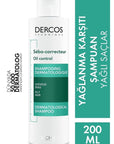 Vichy Dercos Oil Control Shampoo - Dermatological Anti-Dandruff Shampoo for Oily Hair, Paraben-Free, 6.76 fl oz - Shampoo