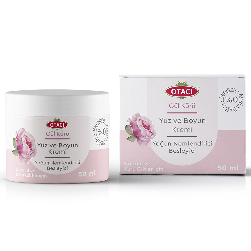 Otacı Rose Cream Face and Neck Moisturizer with UVA Protection - Natural Rose Oil, Hydrating & Nourishing for - Face Cream