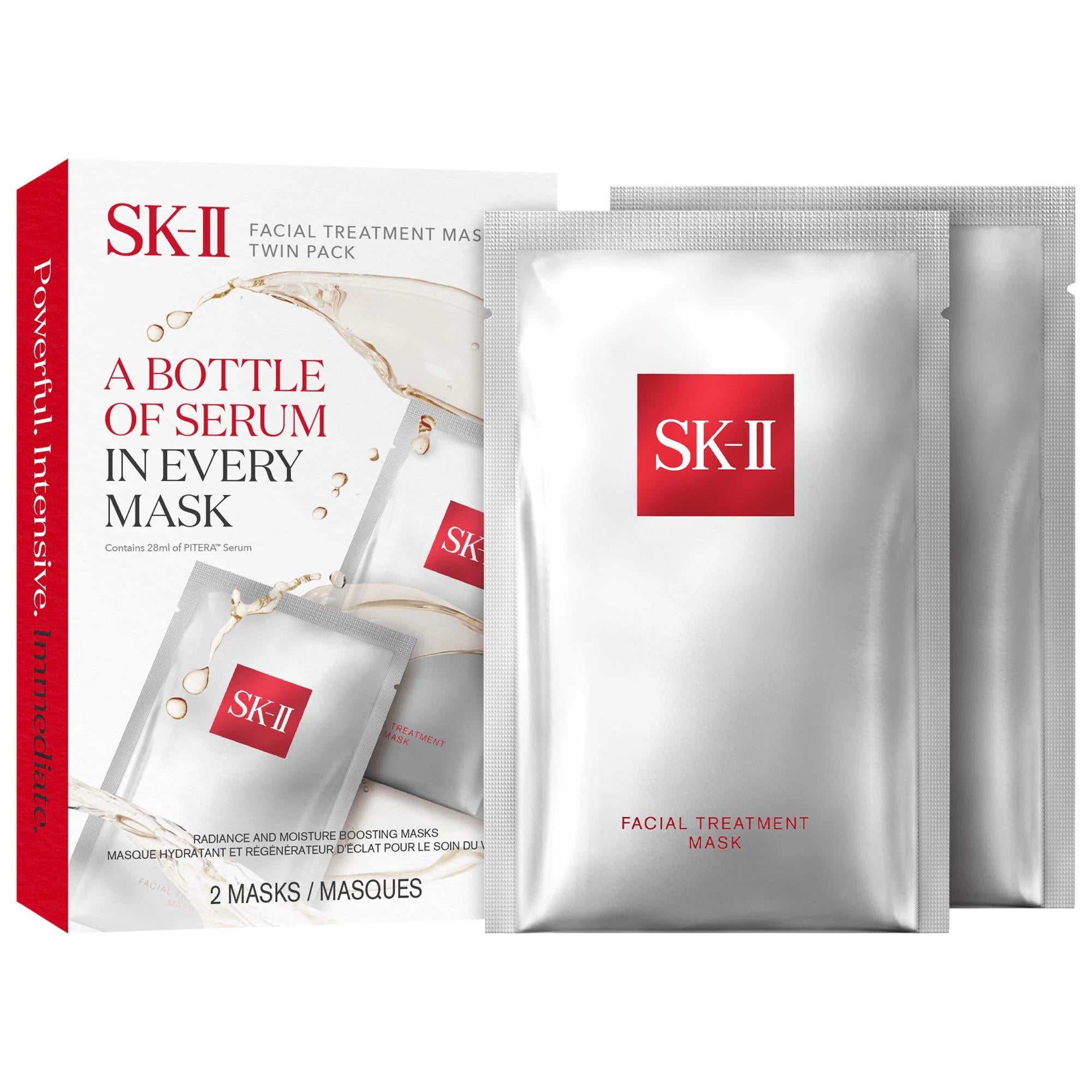 SK-II Brightening Facial Treatment Sheet Mask Twin Pack - Hydrating Face Mask for Dryness and Redness SK-II Facial Treatment Sheet Mask - Hydrating & Brightening Facial Treatment Sheet Mask, SK-II Facial Mask, PITERA™ Serum, Hydrating Face Mask, Skincare for Dryness and Redness, Sheet Masks, Skincare, Face Masks, Dry Skin, Dull Skin, Red Skin, Normal Skin, Combination Skin, Oily Skin, Skincare for Dryness, Skincare for Redness, Skincare for Dullness, PITERA™, SK-II Skincare