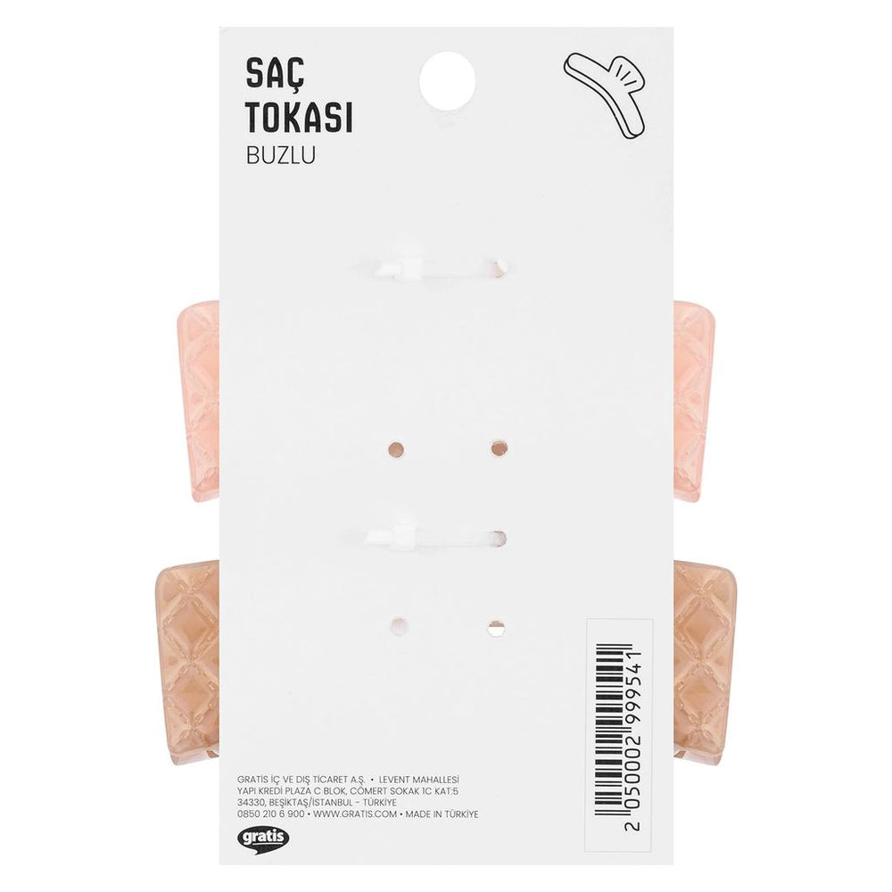 Eklips Frosted Rectangular Hair Claw Clip Pink & Brown