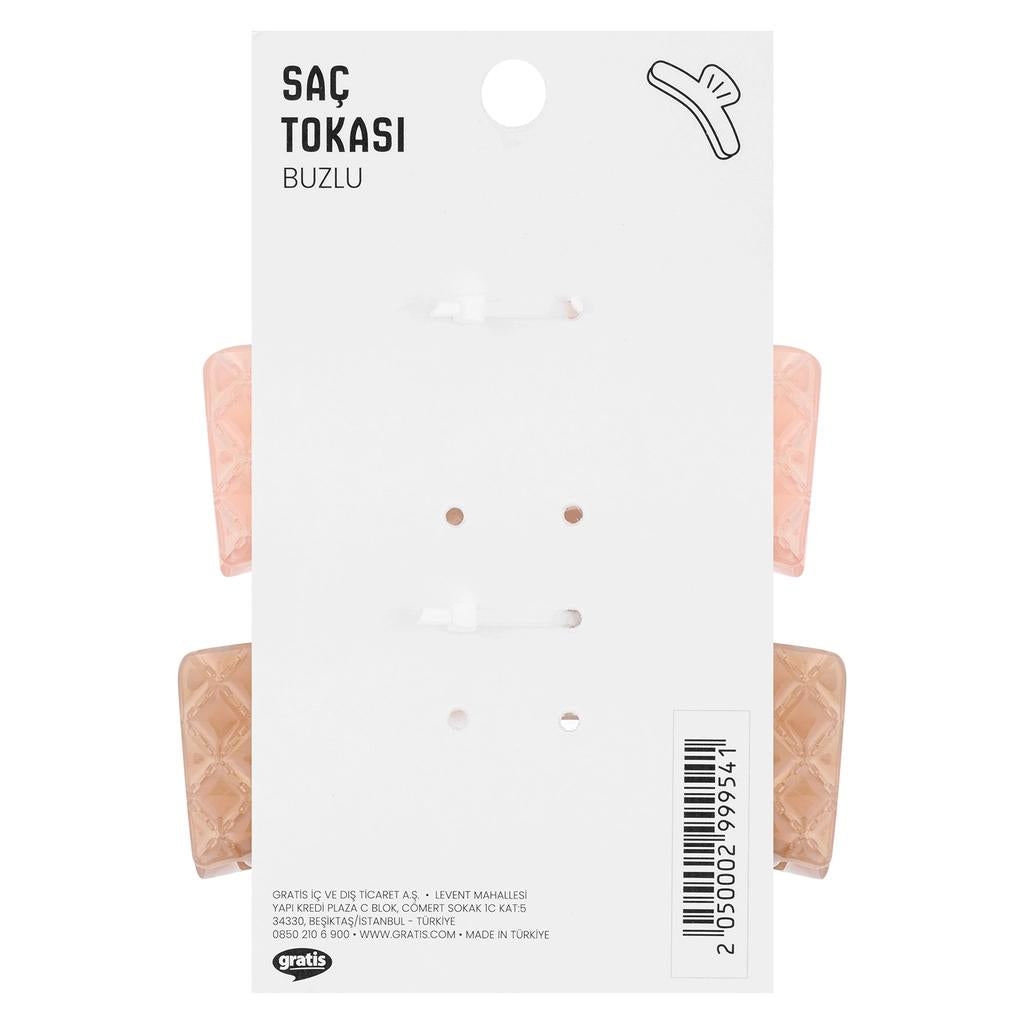 Eklips Frosted Rectangular Hair Claw Clip Pink &amp; Brown