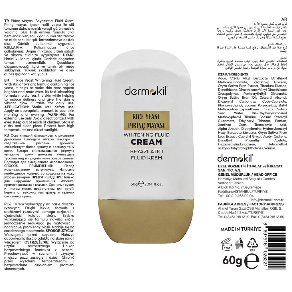 Dermokil Rice Ferment Brightening Fluid Cream for Even Tone 60g