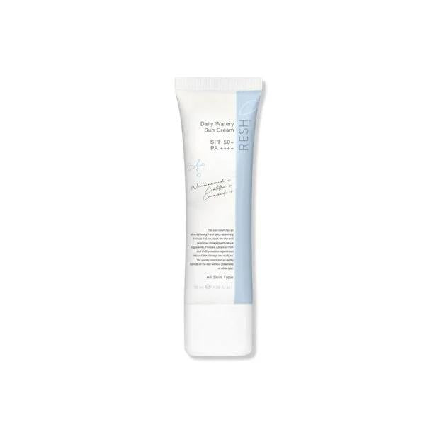 Resh Lab Daily Watery Sun Cream SPF50+ PA++++ - Anti-Aging, Non-Greasy Daily Sunscreen for Sensitive Skin Resh Lab SPF50+ Daily Sunscreen - Anti-Aging &amp; Non-Greasy daily sunscreen, SPF50+ sunscreen, anti-aging sun cream, non-greasy sunscreen, sunscreen for sensitive skin, skincare, sun protection, UVA protection, UVB protection, Niacinamide, Ceramide, Centella Asiatica Extract, lightweight sunscreen, non-comedogenic, makeup primer, outdoor activities, daily skincare routine