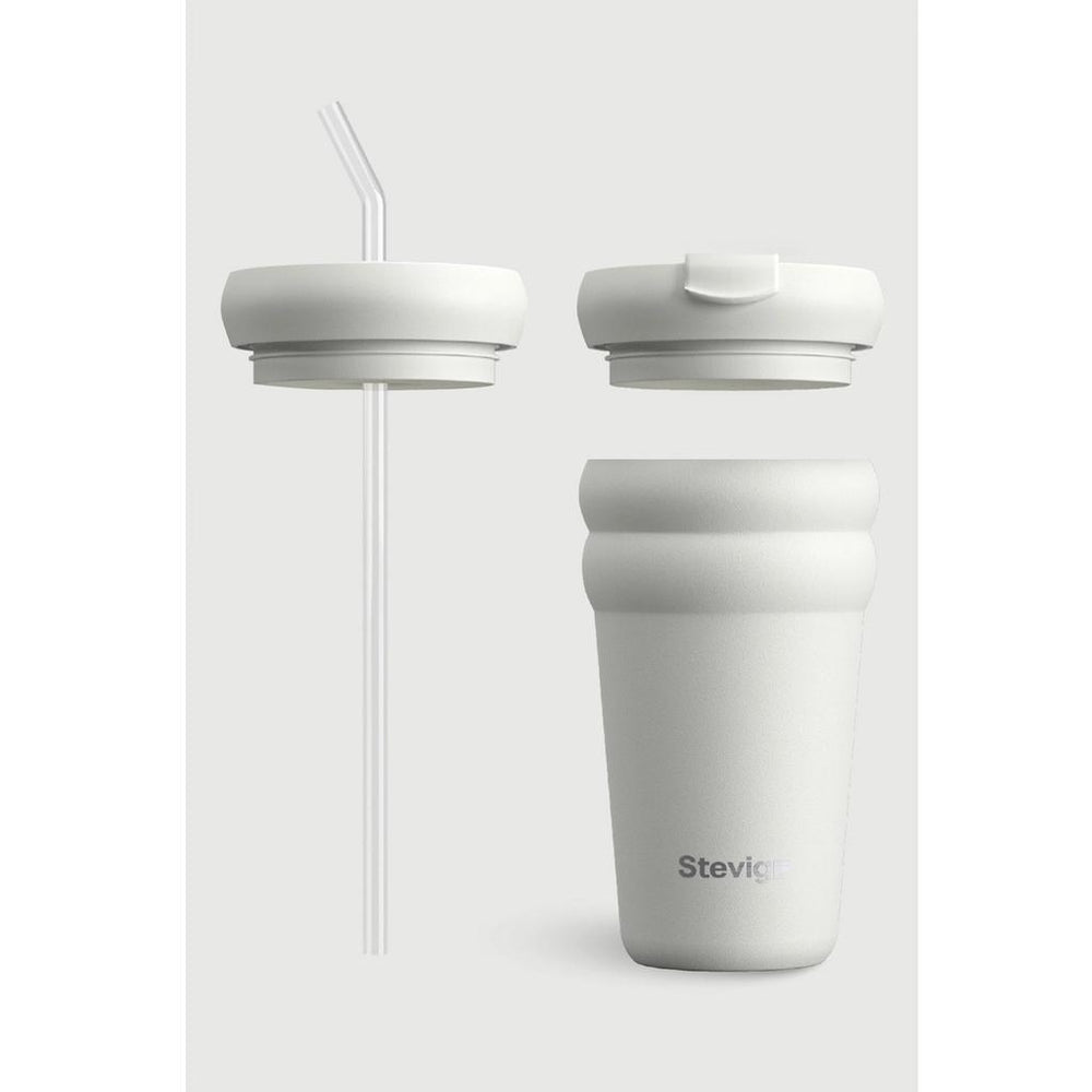 Stevig Bubble Stainless Steel Thermos in White Stone 600ml