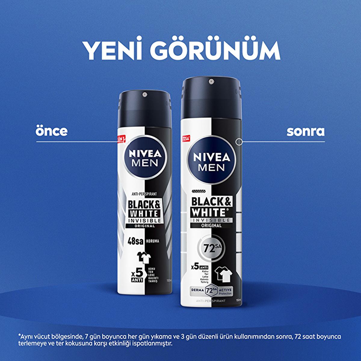 Nivea Men Black & White Invisible Original Deodorant Spray - 72-Hour Anti-Perspirant Protection for Men, Prevents Sweat Stains, Dermatologically Tested Nivea Men 72-Hour Deodorant Spray - Anti-Perspirant Protection Nivea Men Deodorant, Anti-perspirant deodorant spray, 72-hour deodorant protection, Invisible deodorant for men, Black & White Invisible Original Deodorant, Men's grooming, Long-lasting deodorant, Sweat stain prevention, Dermatologically tested deodorant, Men's personal care, Anti-perspirant prot