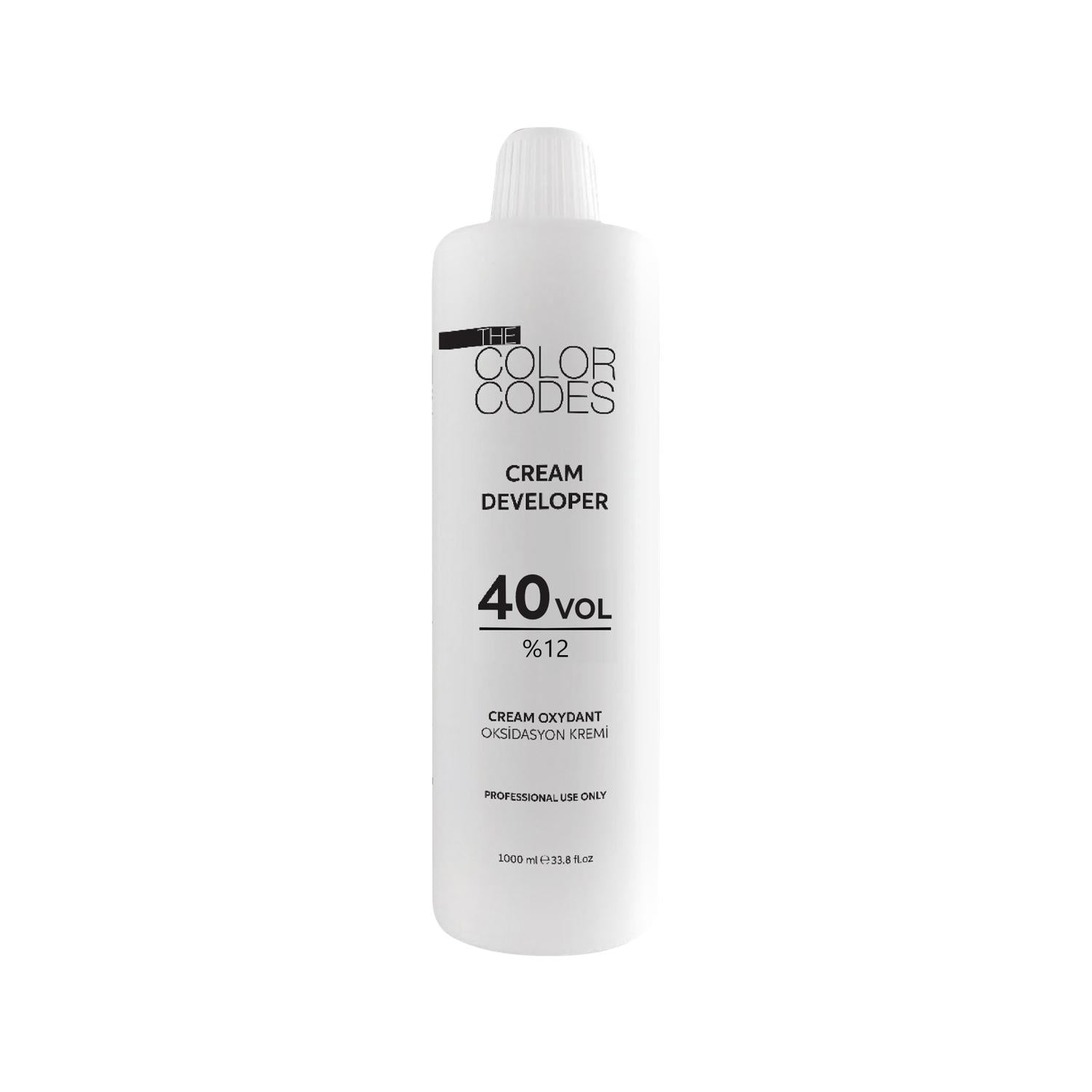 The Color Codes: 40 Vol. Cream Hair Dye Developer - Professional Grade 12% Peroxide Oksidan Activator for Intense Color & Lightening - 1000ml The Color Codes 40 Vol Hair Dye Developer - Intense Color hair dye developer, 40 volume developer, 12% peroxide developer, oksidan cream developer, hair color activator, professional hair developer, bleach developer, hair lightening developer, high volume developer, 1000ml hair developer, hair color, hair dye, cream developer, peroxide developer, hair bleach, hair lig