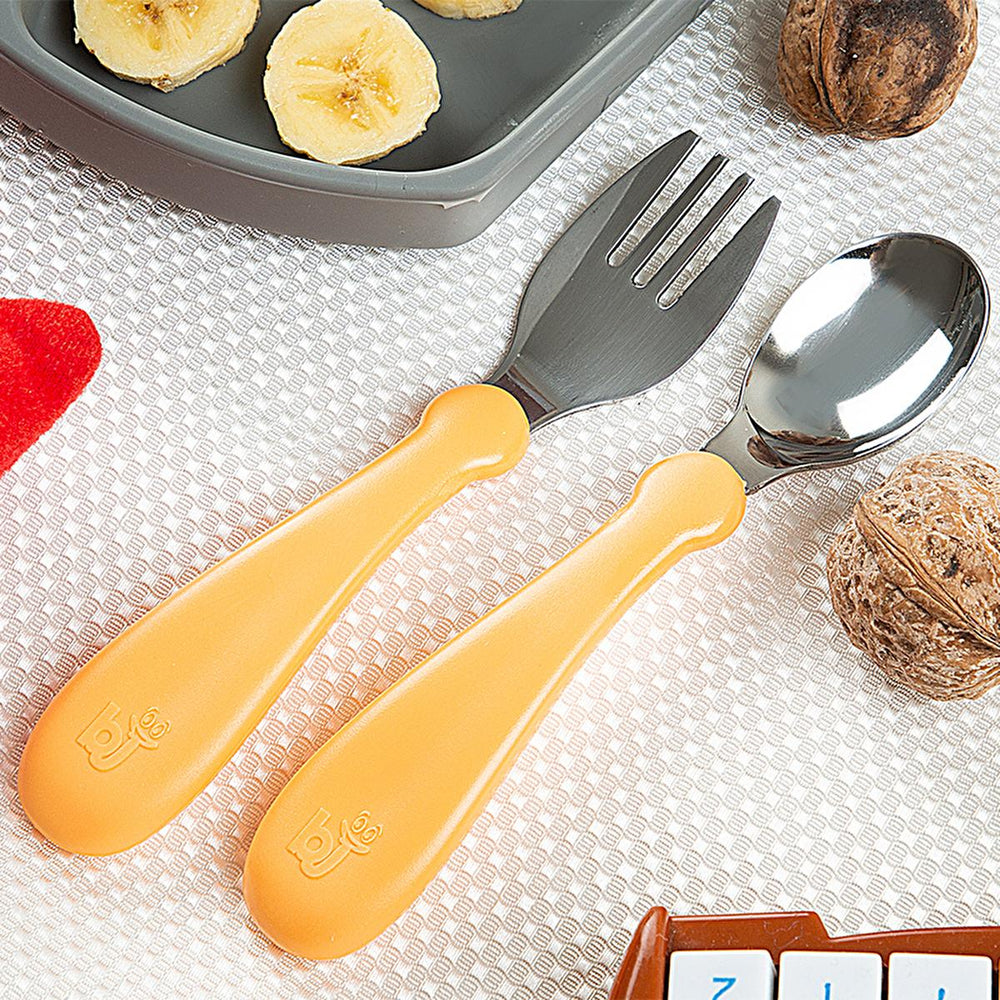 Babyjem Stainless Steel Baby Utensil Set - BPA Free, Ergonomic Design for Independent Eating - Baby Care