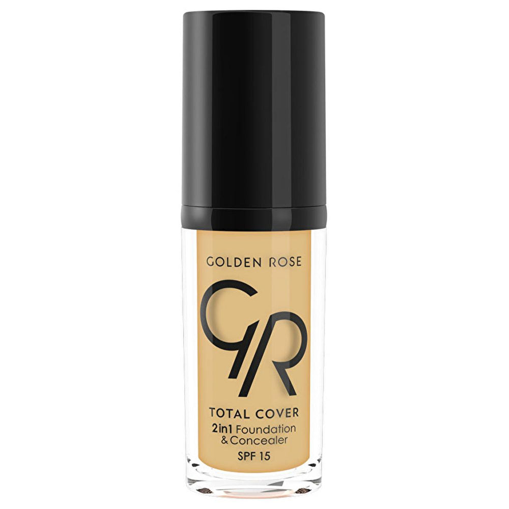 Golden Rose Foundation & Concealer 2-in-1 - High Coverage, Lightweight Makeup with SPF 15 & Vitamin E - Foundation