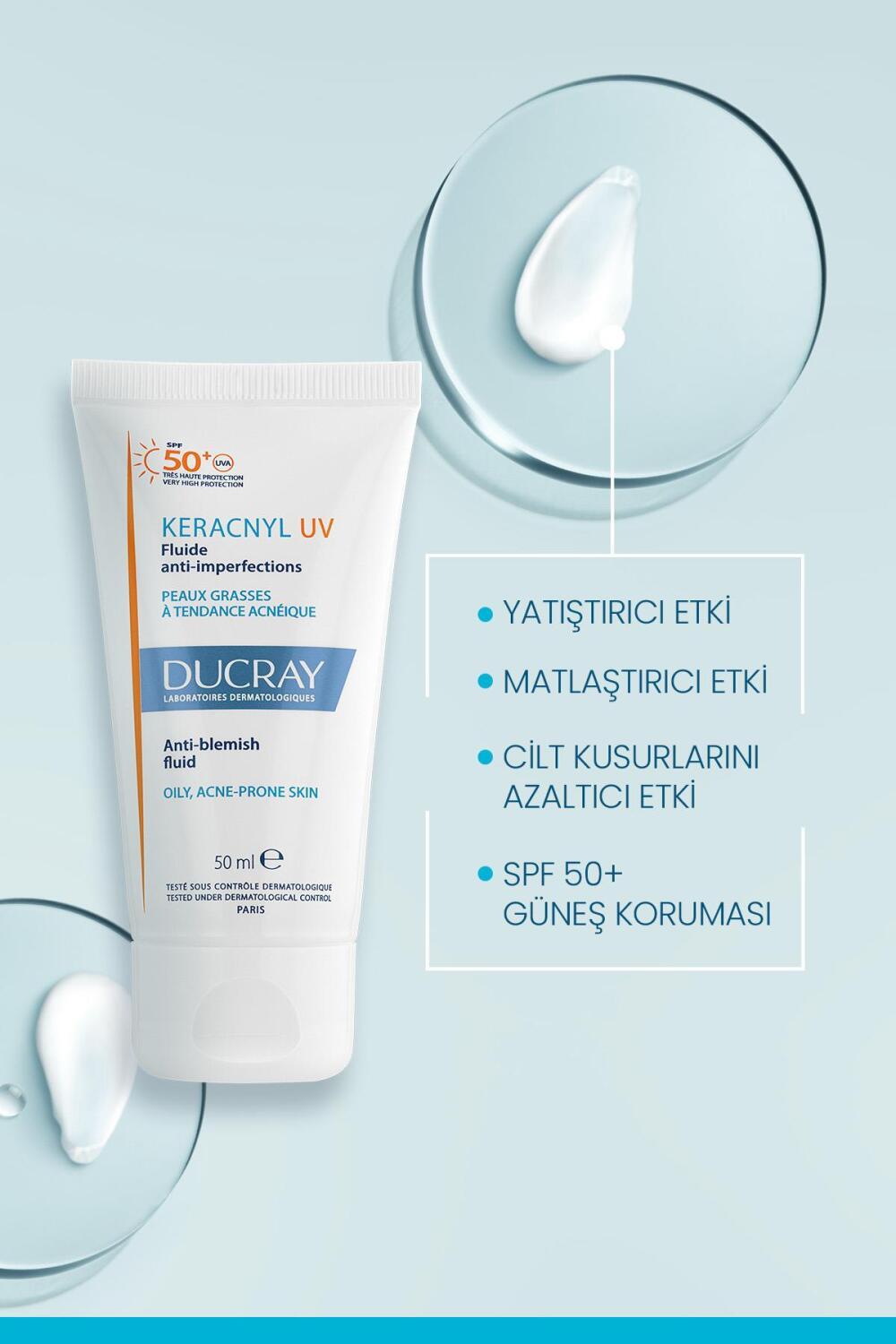 Ducray Keracnyl UV SPF50+ Anti-Blemish Sunscreen Fluid for Acne-Prone Skin - Matte Finish, Non-Comedogenic - image 12