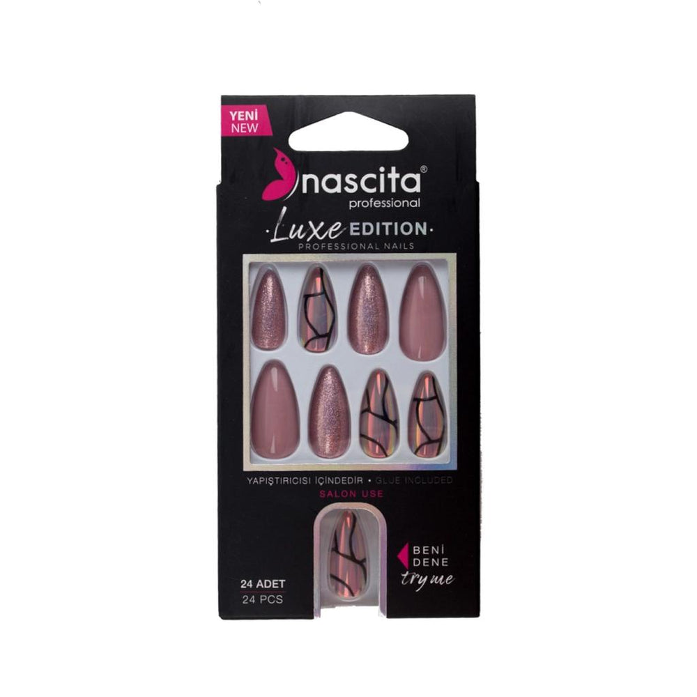 Nascita Luxe Edition Pink & Black Almond False Nails 24-Pack