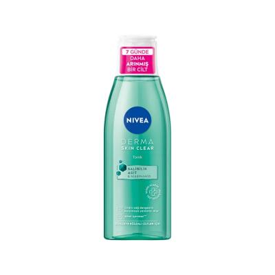 nivea derma skin clear acne toner bottle, nivea toner application with cotton pad Nivea Derma Skin Clear Acne Toner - 200ml Nivea Derma Skin Clear Acne Toner - 200ml nivea, acne-toner, skin-care, oil-control, salicylic-acid, niacinamide, clear-skin, skincare-products, ai-generated, toner-for-acne