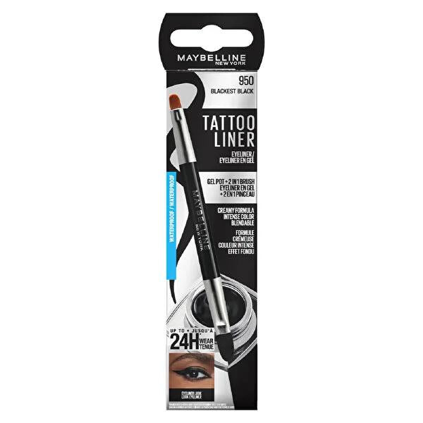 Maybelline Tattoo Liner: 24HR Intense Black Gel Eyeliner Pot with Pro Brush – Long Lasting, Smudgeproof, Creamy Formula Maybelline Tattoo Liner Gel Eyeliner - 24HR Intense Black Gel eyeliner, Long lasting eyeliner, Maybelline Tattoo Liner, Black gel eyeliner, Eyeliner pot, Creamy eyeliner, Intense black eyeliner, 24 hour eyeliner, Professional eyeliner brush, Waterproof gel eyeliner, eyeliner, Maybelline, Tattoo Liner, black eyeliner, long-wear eyeliner, smudge-proof eyeliner, eye makeup, cosmetic, beauty, 