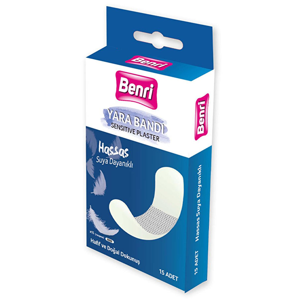 Benri Sensitive Skin Bandage - Lateks Free, Hypoallergenic Wound Care for Sensitive Skin - 15 Count - Skin Care