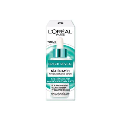 loreal paris bright reveal dark spot treatment serum 30 ml, close up of loreal paris niacinamide serum bottle, application of loreal bright reveal serum on skin L'Oreal Paris Bright Reveal Serum - Dark Spot Treatment | 30ml L'Oreal Paris Bright Reveal Serum - Dark Spot Treatment | 30ml skincare, loreal-paris, dark-spot-treatment, niacinamide-serum, brightening-serum, anti-aging, serum, cruelty-free, skin-brightening, ai-generated