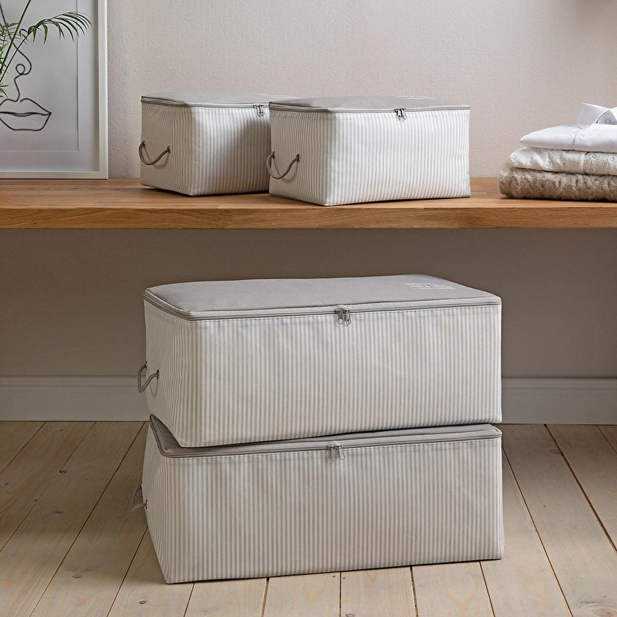 Ocean Home 4-Piece Gray Collapsible Storage Basket Set for Home Organization Ocean Home 4-Piece Gray Storage Basket Set storage baskets, gray storage set, collapsible storage, home organization, textile storage solutions, closet organization, underbed storage, linen storage, household textiles, breathable storage, space-saving storage