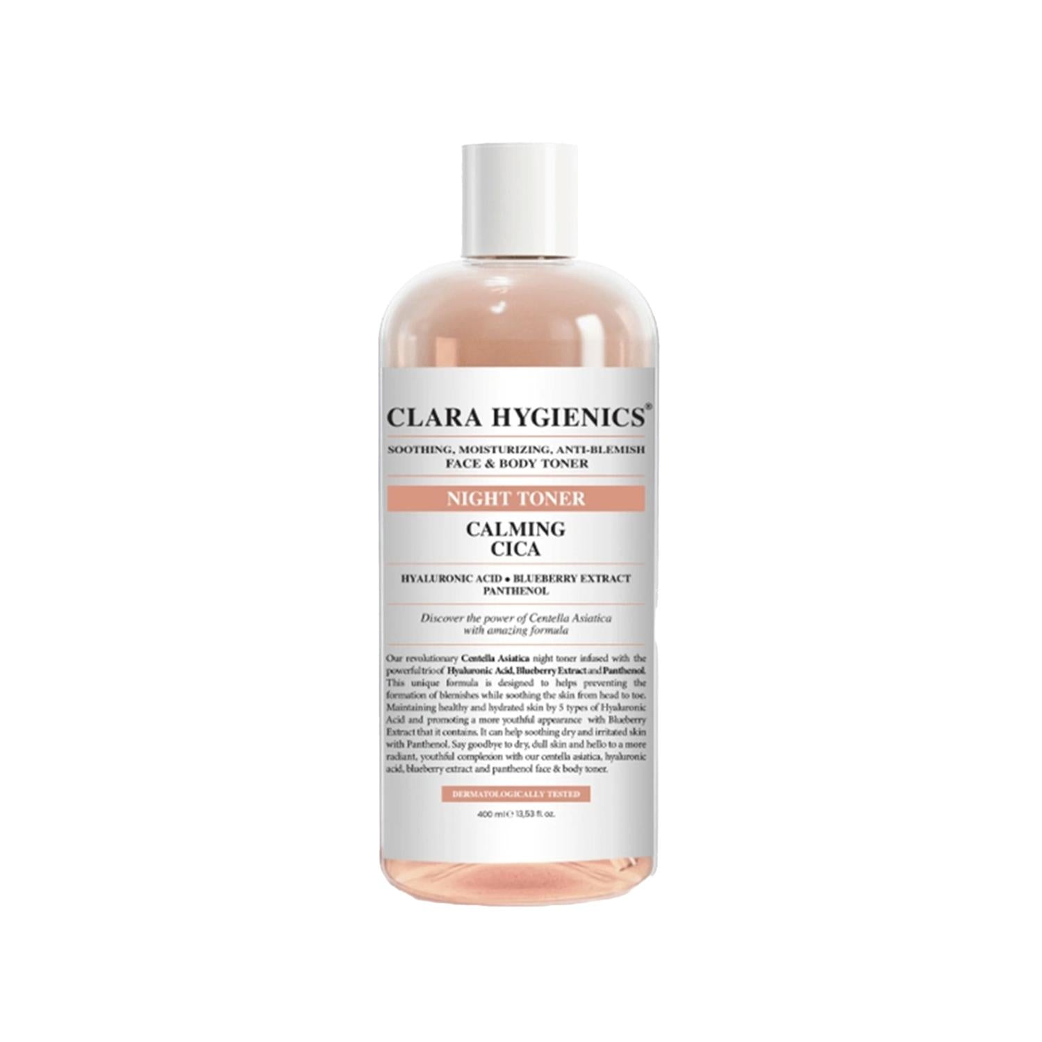 Clara Hygienics Vegan Calming Cica Face and Body Toner for Sensitive Skin - 13.53 fl oz, Hydrating, Spot Correction, Soothing Skincare Clara Hygienics Vegan Calming Cica Toner - 13.53 fl oz vegan face toner, calming skincare, cica skincare products, spot correction skincare, hydrating body toner, sensitive skin solutions, cruelty-free skincare, multi-purpose skincare, skincare for spots, ethical skincare products, vegan skincare routine, face and body toner, soothing skincare products