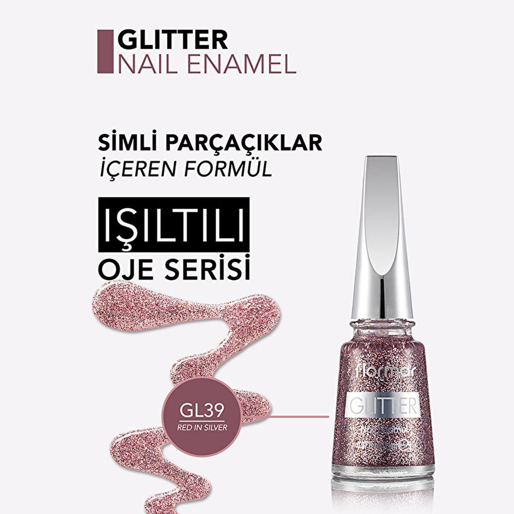 Flormar Glitter Semi-Sheer Shimmer Nail Polish GL39 11ml