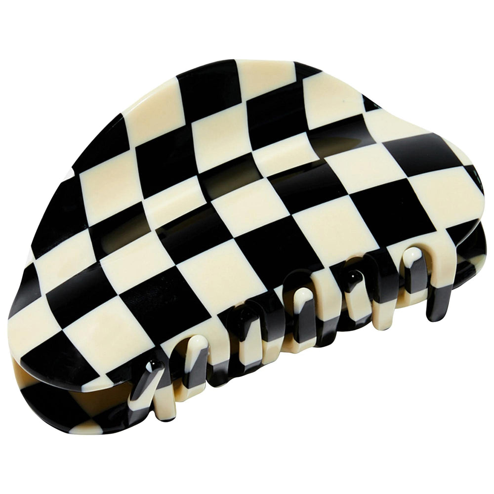 Chunks Medium Checker Hair Claw Clip: Secure Hold, Bold Style, Sustainable Acetate - Black & White Hair Accessories Chunks Checker Hair Claw Clip: Secure Hold & Stylish Hair hair claw clip, checker hair clip, acetate hair clip, medium hair clip, hair accessories, sustainable hair clip, hair styling clip, black and white hair clip, hair clip, claw clip, hair accessories for women, hair styling, sustainable accessories, eco-friendly hair clip, black hair clip, white hair clip, checkerboard pattern, hair fashi