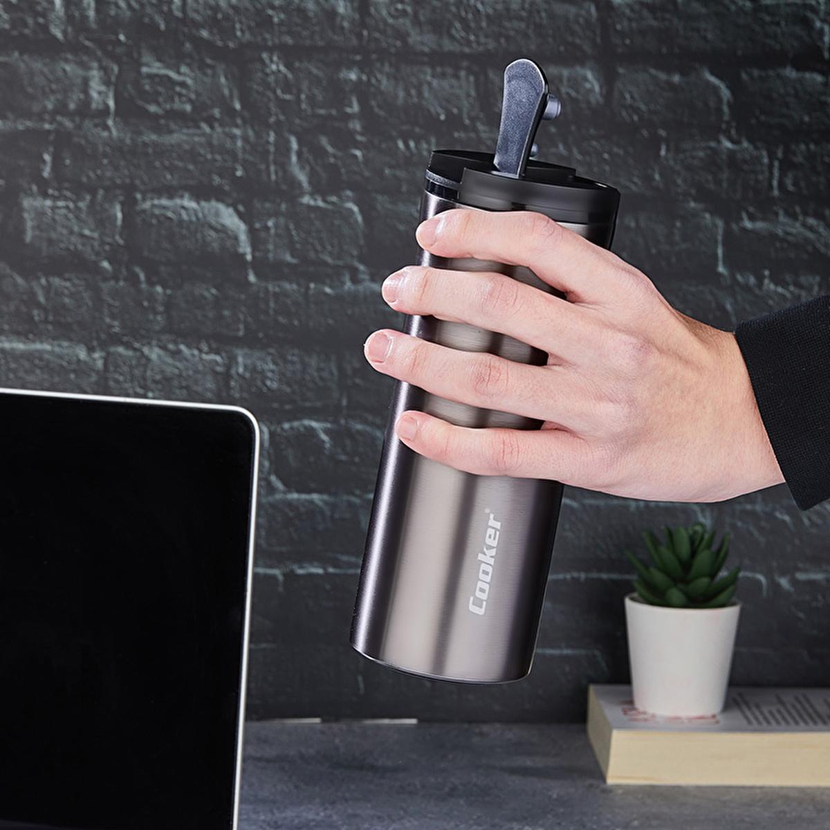 Cooker Stainless Steel Thermos 400ml - Keep Drinks Hot & Cold On-the-Go, Leak-Proof Travel Mug Cooker Thermos: Keep Drinks Hot/Cold On-the-Go! stainless steel thermos, insulated thermos, travel mug, hot and cold thermos, leak proof thermos, car cup thermos, portable thermos, 400ml thermos, commuter thermos, outdoor thermos, travel, camping, hiking, office, school, stainless steel, double walled, hot drinks, cold drinks, beverage container, cup holder, anti-spill, portable, drinks, travel mug, car accessory,