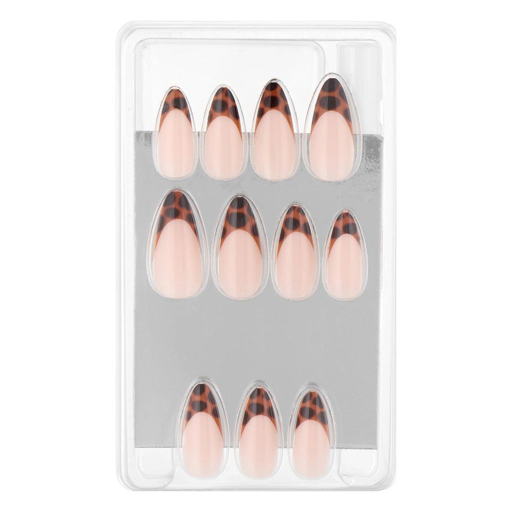 Eklips Leopard French Almond Artificial Nails 24 Count