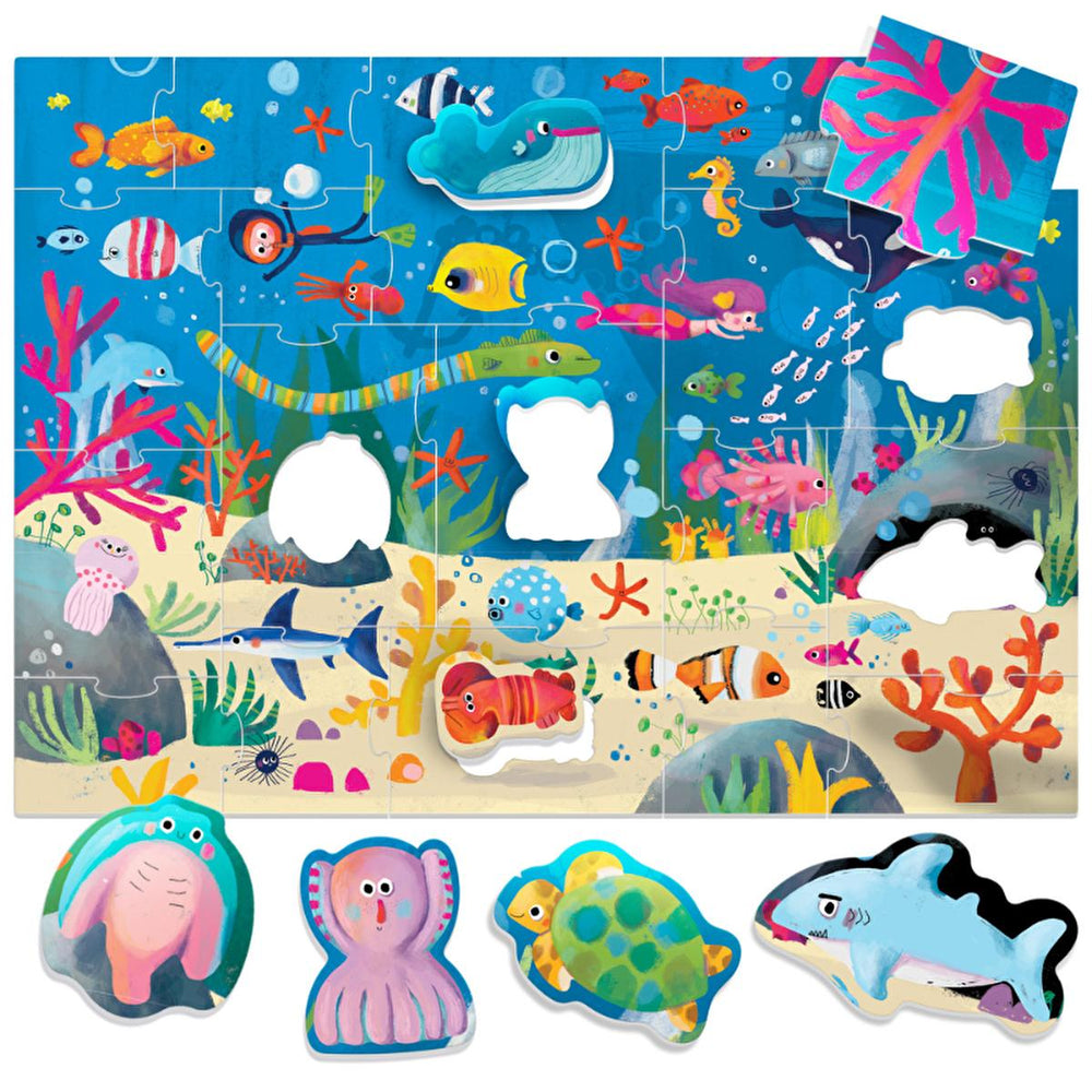 Headu Ecoplay Shaped Puzzle Sea for Kids - Educational Toy for Children Aged 2-5 Years Headu Ecoplay Shaped Puzzle Sea - Educational Toy for Kids shaped puzzle for children, educational toy for kids, puzzle for 2-5 year olds, underwater theme puzzle, child development toy, marine life puzzle, cognitive development toy, fine motor skills toy, homeschooling activity, classroom activity, gift for kids