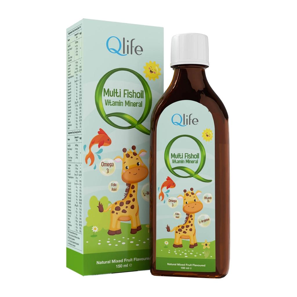 Qlife Multivitamin Fish Oil Syrup for Kids and Adults 150 ml