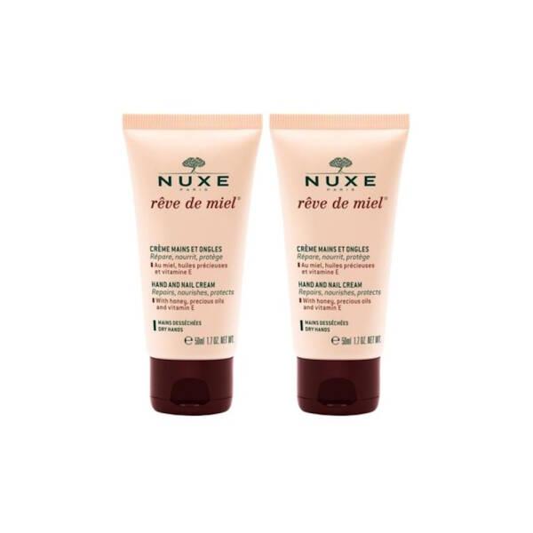 nuxe hand and nail cream set 2x50ml, nutrient-rich hand and nail cream, nuxe revealed de miel hand cream Nuxe Reve de Miel Hand and Nail Cream Set - 2x50ml Nuxe Hand and Nail Cream Set - Nourishing Care hand-cream, nuxe, nail-care, moisturizer, shea-butter, dry-skin, natural-beauty, skincare, ai-generated, luxury