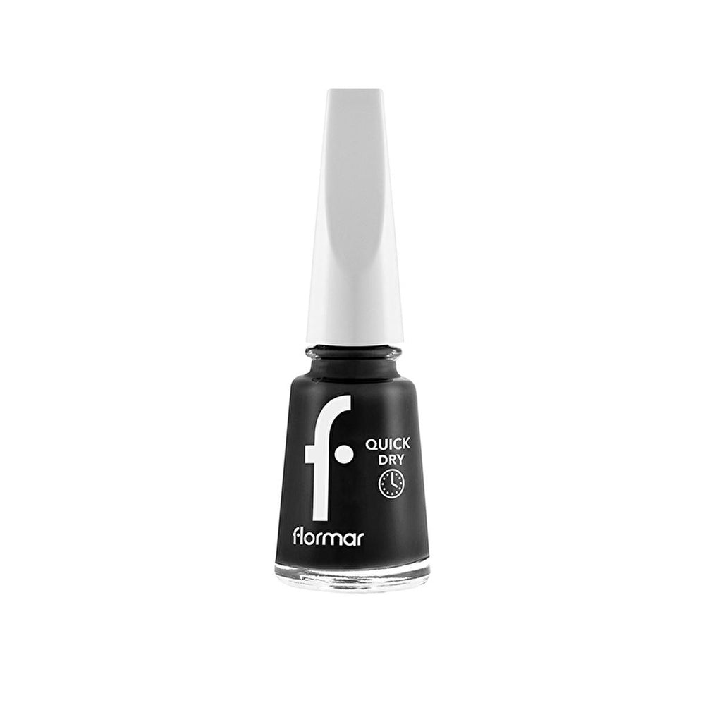 Flormar Quick Dry Nail Polish - 60-Second Drying, Highly Pigmented, Long-Lasting Nail Color - Black Minimalism - Nail Polish