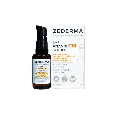 Zederma Saf Vitamin C10 Serum 30ml - Brightening, Antioxidant Skincare for Even Skin Tone - Face Serum