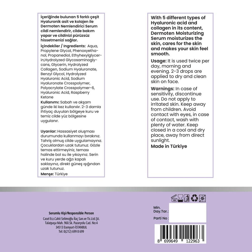 Dermoten Hyaluronic Acid Moisturizing Serum 30 ml
