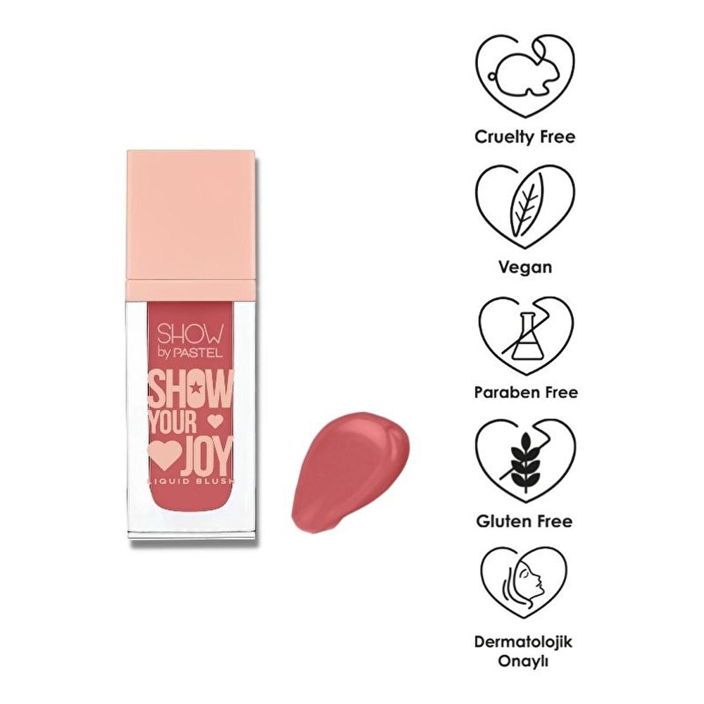 Show By Pastel Show Your Joy Liquid Blush - Natural Dewy Finish, Vegan & Cruelty-Free, Moisturizing, Portable - Gluten & Paraben Free Show By Pastel Liquid Blush: Dewy, Natural, Vegan Blush liquid blush, dewy blush, natural blush, vegan blush, cruelty-free blush, moisturizing blush, portable blush, Show Your Joy blush, halal certified blush, gluten free blush, blush, makeup, cosmetics, beauty, natural look, dewy finish, long-lasting, hydrating, travel-friendly, easy application, sensitive skin, clean beauty
