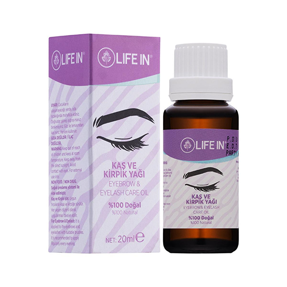 Life In Eyelash and Eyebrow Oil - 100% Natural, Cold-Pressed, 20ml - Eyebrow Pencil