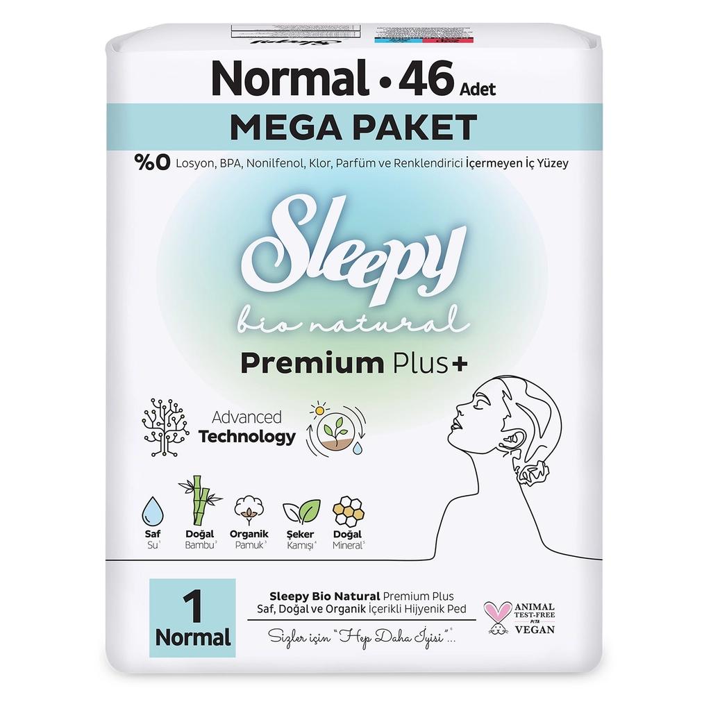 Sleepy Bio Natural Premium Plus Size 1 Normal Pads 46 Count
