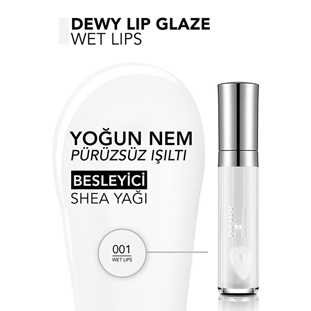Flormar Dewy Lip Glaze: Hydrating, Non-Sticky Lip Gloss with Shea Butter for Lasting Shine & Smooth Lips - Wet Lips 001 Flormar Dewy Lip Gloss: Hydrating, Non-Sticky & Shiny Lips lip gloss, shea butter lip gloss, non-sticky lip gloss, dewy lip glaze, hydrating lip gloss, Flormar lip gloss, metallic lip gloss, pearlescent lip gloss, lip care, moisturizing lip gloss, shiny lips, smooth lips, non-sticky formula, colorful lip gloss, women's makeup, beauty, cosmetics, lip makeup, everyday makeup, special occasio