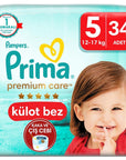 Prima Premium Care Pants Size 5 Diapers Junior Twin Pack 34 Count